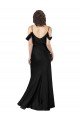 Best Off the Shoulder Sleeves Silky Satin Prom Dress with Skirt Slit UK