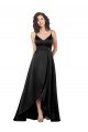 Best High Low V-Neckline Silky Satin Tulip Prom Dress with Wrap Skirt UK
