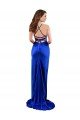 Best Open Back Cowl Neck Long Silky Satin Prom Dress UK