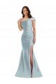 Best Bias-Cuff One Shoulder Silky Satin Mermaid Prom Dress with Side Slit UK