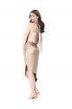 Best Silky Satin High Low Midi Length Cocktail Prom Dress / Homecoming Dress with Asymmetric Skirt UK