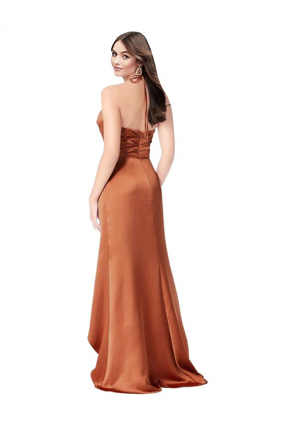 Best Faux-Wrap Skirt Silky Satin Prom Dress UK