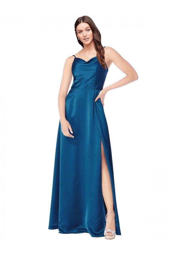 Best Cowl Neck Salky Satin Prom Dress UK