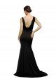 Best V-Neck Full Length Silky Satin Prom Dress with Soft Cowl Neck and Sweep Train UK
