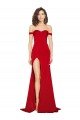 Best Off the Shoulder Sweetheart Bustier Style Silky Satin Prom Dress with Side Split UK