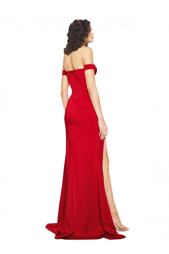 Best Off the Shoulder Sweetheart Bustier Style Silky Satin Prom Dress with Side Split UK