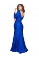 Best Deep V-Neck Long Sleeves Silky Satin Prom Dress UK