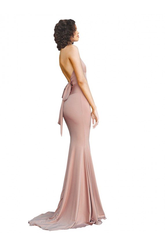 Best Deep V-Neck Mermaid Low Back Long Spandex Prom Dress UK