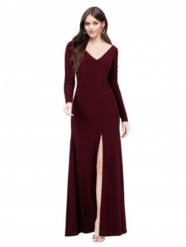 Best Long Sleeves Spandex Prom Dress with Front Slit UK