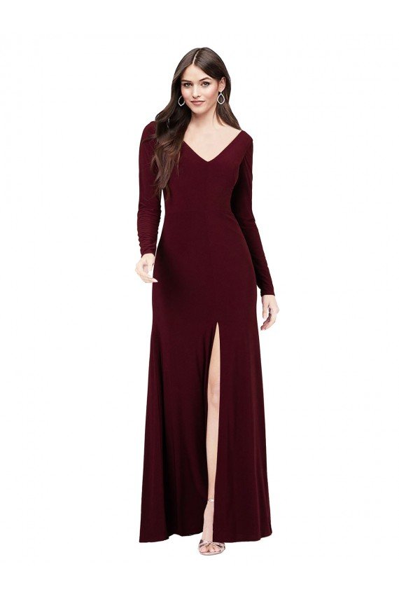 Best Long Sleeves Spandex Prom Dress with Front Slit UK
