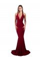 Best Halter Mermaid Plunge V-Neckline Open Back Bow Tie Spandex Prom Dress UK