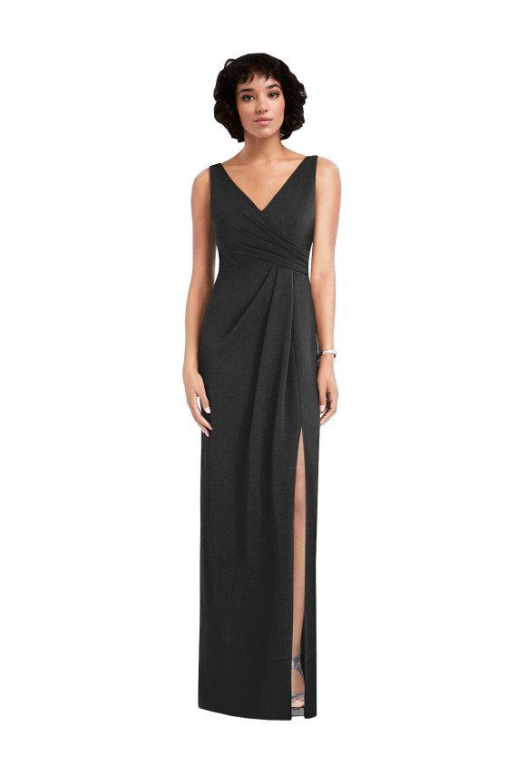 Best Draped Wrap Maxi Spandex Prom Dress with Front Slit UK