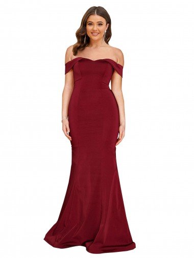 Best Off Shoulder Sleeves Sweetheart Neckline Long Spandex Prom Dress UK