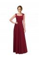 Best Square Neck Subtle Cap Sleeeves Crepe Prom Dress UK