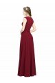 Best Square Neck Subtle Cap Sleeeves Crepe Prom Dress UK