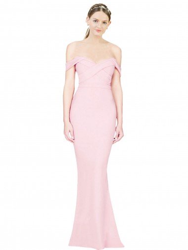 Best Full Length Off the Shoulder Prom Dress with Twist Front UK