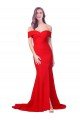 Best Criss Cross Full Length Long Crepe Prom Dress with Side Split UK