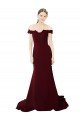 Best Full Length Off the Shoulder Formal Crepe Prom Dress with Lace On Bodice and Back UK