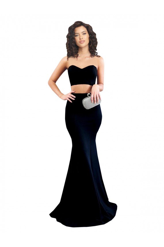 Best Two Piece High Neck Crepe Prom Dress UK