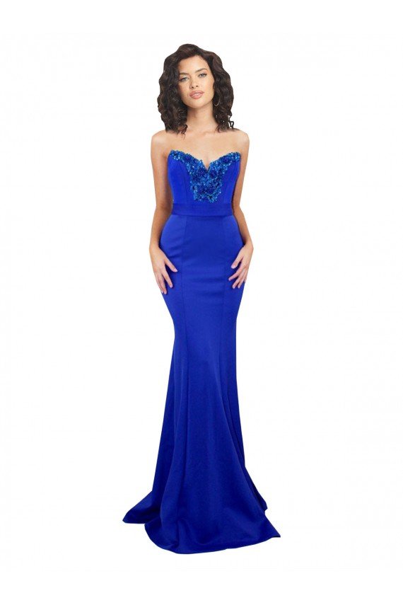 Best Sweetheart Flower Neckline High Neck Crepe Prom Dress UK