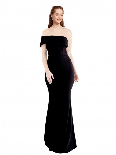 Best Asymmetrical Draped Off the Shoulder Banded Crepe Prom Dress UK