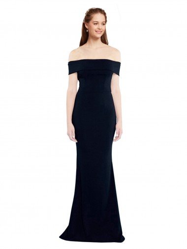Best Off the Shoulder Fitted Crepe Prom Dress with Back Cut Out UK