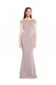 Best Boat Neck Cap Sleeve Crepe Prom Dress with Plunging Tie Back UK