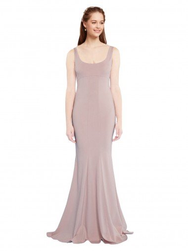 Best Sleeveless Scoop Neck Fully Lined Crepe Prom Dress UK