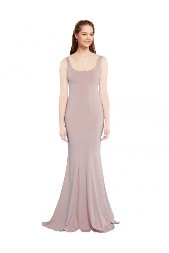 Best Sleeveless Scoop Neck Fully Lined Crepe Prom Dress UK