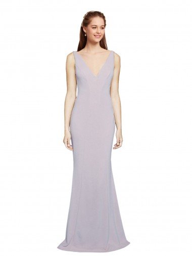 Best Cut-Out Back V-Neckline Mermaid Crepe Prom Dress Keyhole Back UK