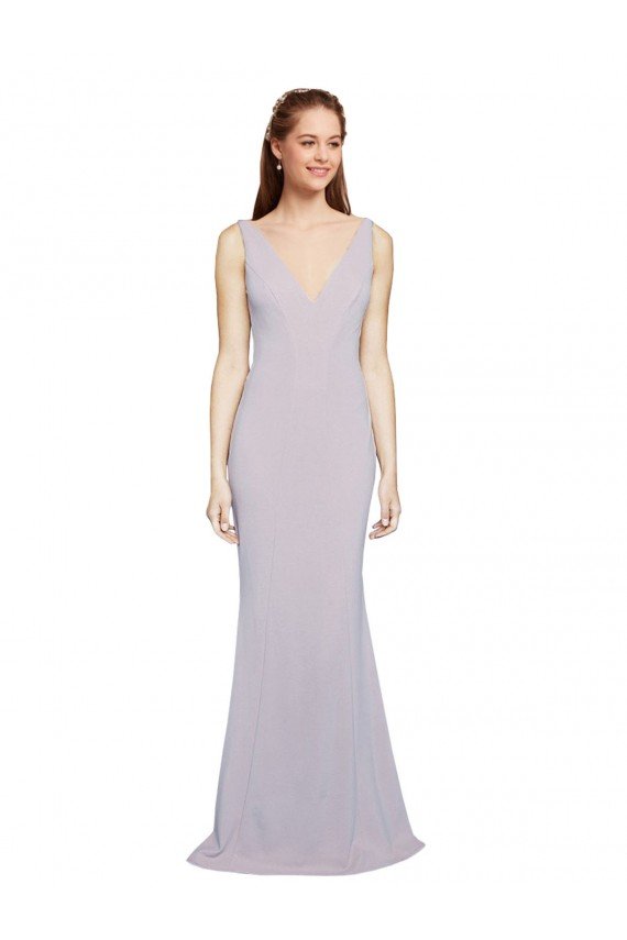 Best Cut-Out Back V-Neckline Mermaid Crepe Prom Dress Keyhole Back UK