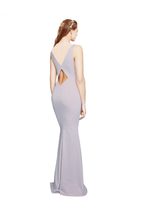 Best Cut-Out Back V-Neckline Mermaid Crepe Prom Dress Keyhole Back UK