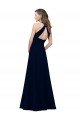 Best High Neck Crepe Prom Dress with Pleats and Keyhole Back UK