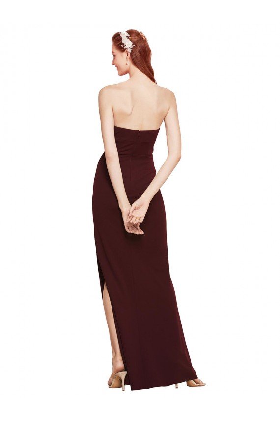 Best Twisted Strapless Keyhole Long Crepe Prom Dress with Slit UK