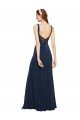 Best Fit and Flare Long Crepe Prom Dress with Round Neck UK