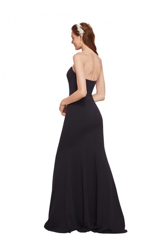 Best Strapless Bodycon Long Crepe Prom Dress with High Slit UK