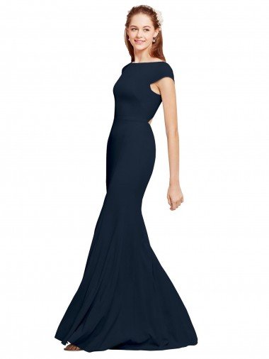Best Fit and Flare Long Crepe Prom Dress with Tie Open Back UK