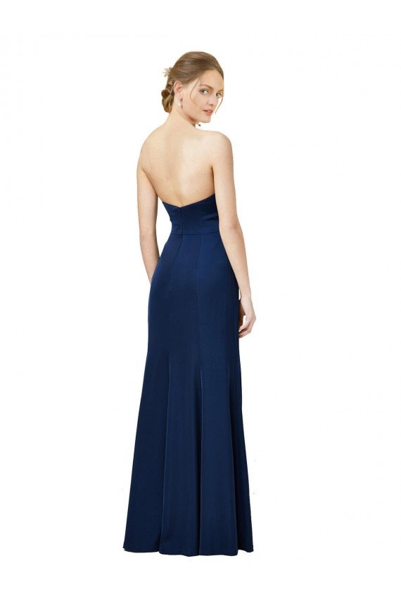 Best Strapless Fit and Flare Long Crepe Prom Dress with Knot and Slit UK