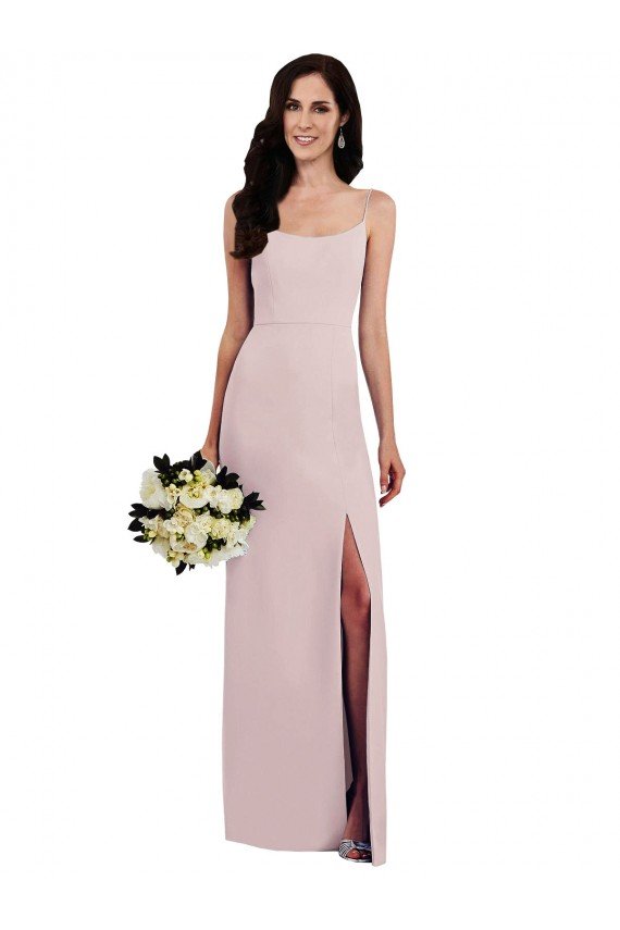 Best Spaghetti Strap V Back Crepe Prom Dress with Front Slit UK