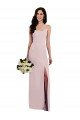 Best Spaghetti Strap V Back Crepe Prom Dress with Front Slit UK