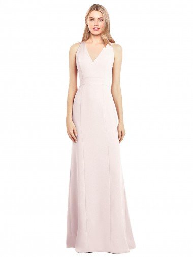 Best V-Neck Keyhole Back Crepe Trumpet Prom Dress UK
