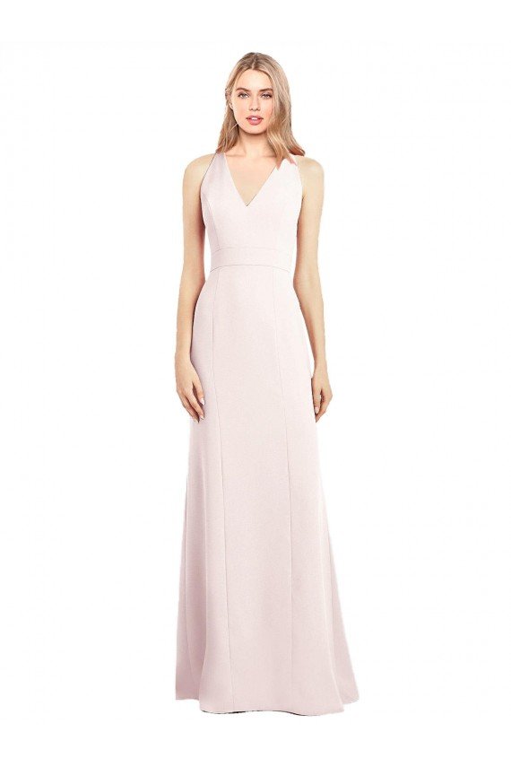 Best V-Neck Keyhole Back Crepe Trumpet Prom Dress UK