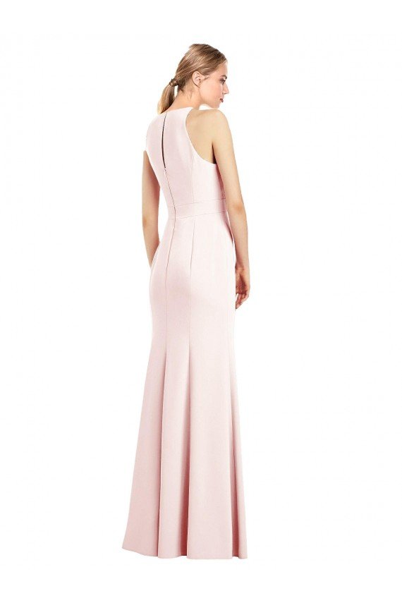 Best V-Neck Keyhole Back Crepe Trumpet Prom Dress UK