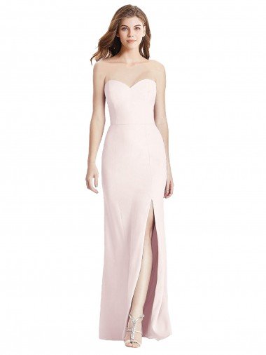 Best Strapless Crepe Trumpet Prom Dress with Front Slit UK