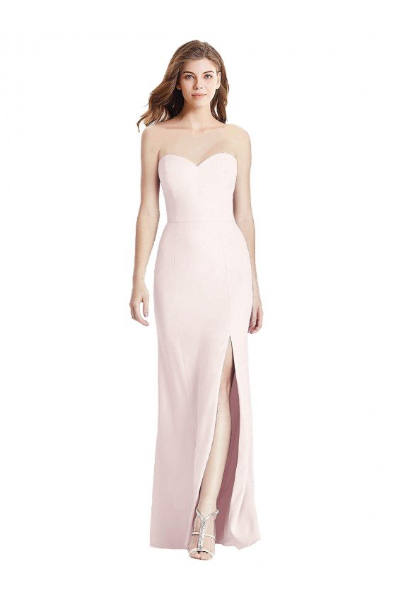 Best Strapless Crepe Trumpet Prom Dress with Front Slit UK