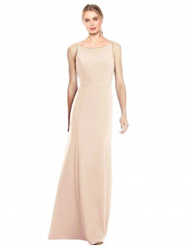 Best V-Spaghetti Strap Open Back Bateau Neck Trumpet Prom Dress UK