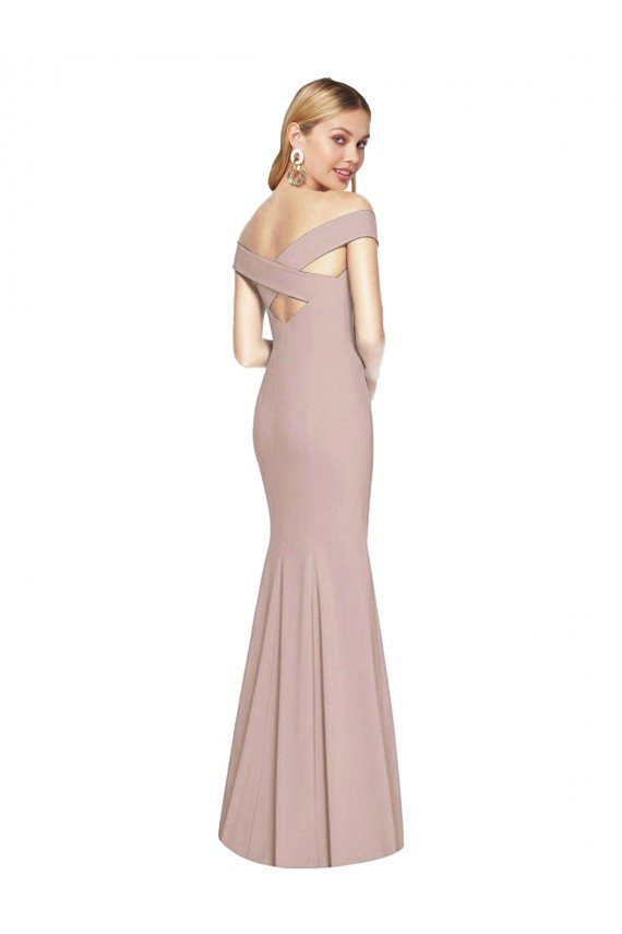 Best Off the Shoulder Criss Cross Back Trumpet Prom Dress UK