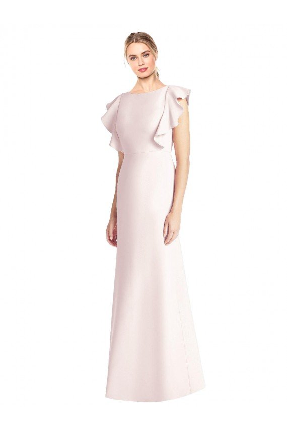 Best Ruffle Cap Sleeves Open Back Trumpet Prom Dress UK