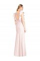 Best Ruffle Cap Sleeves Open Back Trumpet Prom Dress UK