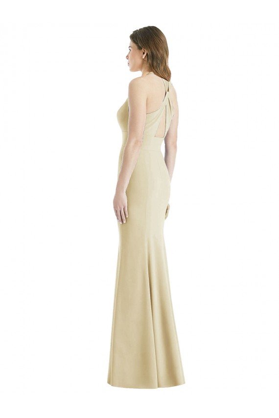 Best Criss Cross Twist Cutout Back Trumpet Prom Dress UK